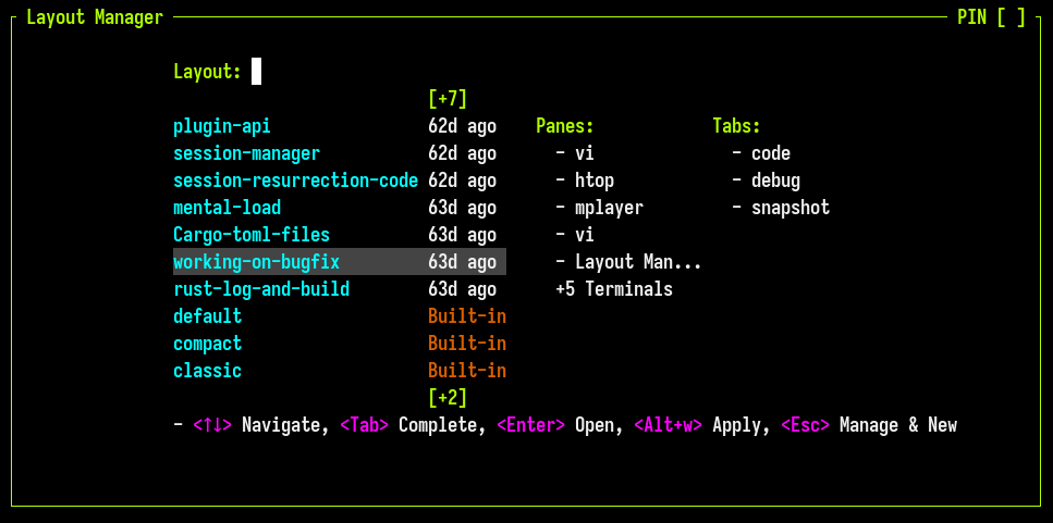 Zellij 布局管理器 UI