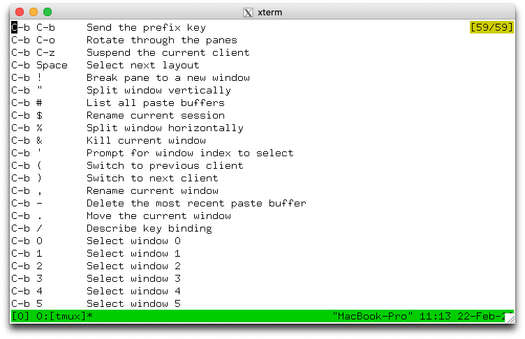tmux 按键帮助列表